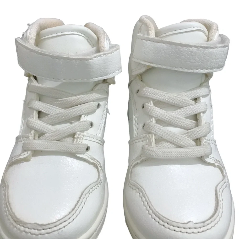 The Children’s Place White High Top Hook and Loop Lace Up Sneakers EUC